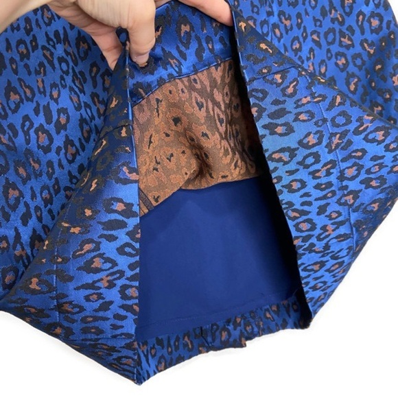 Banana Republic Cobalt Blue Leopard Print Button Front Skirt - Picture 8 of 11